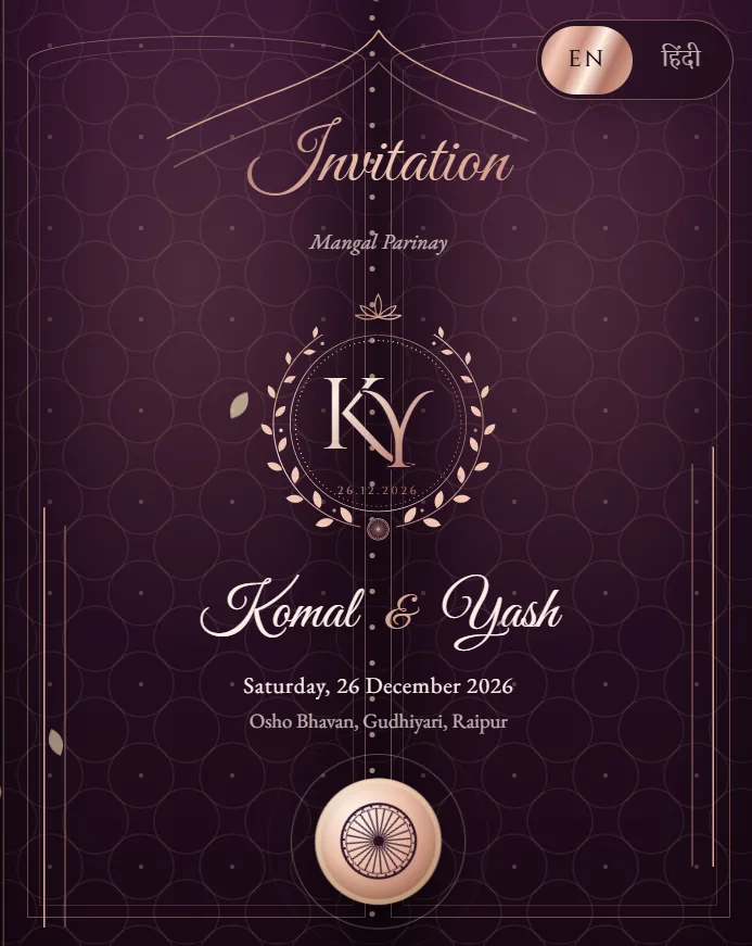 Komal & Yash — Wedding Invitation preview